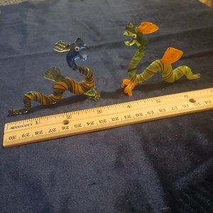 Blue and Green Venetian Glass Dragons Handmade Vintage
